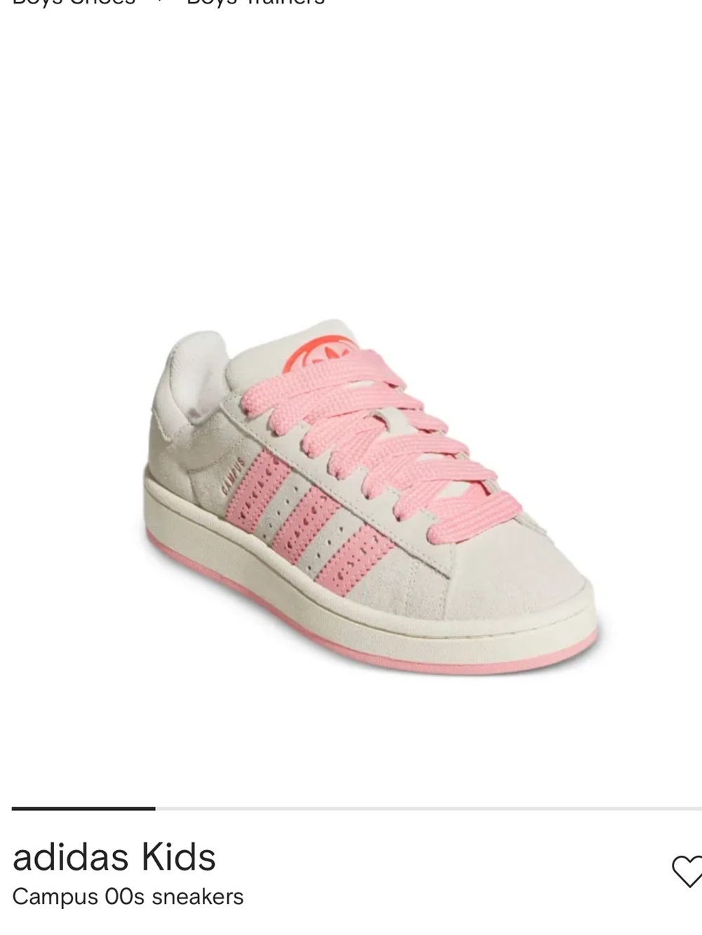 NIB adidas Kids Campus 00s Sneakers in Pink and White